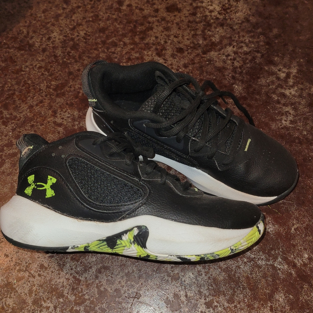 Under Armour Kids Black Sneakers with Green Accents